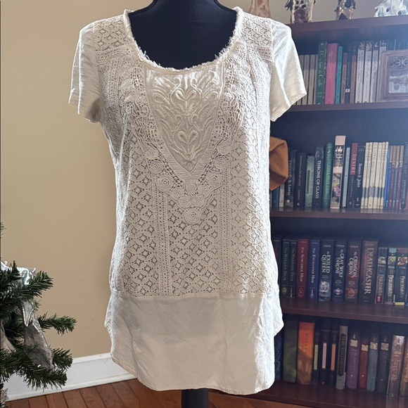Meadow Rue Cream Lace Blouse - Picture 1 of 7